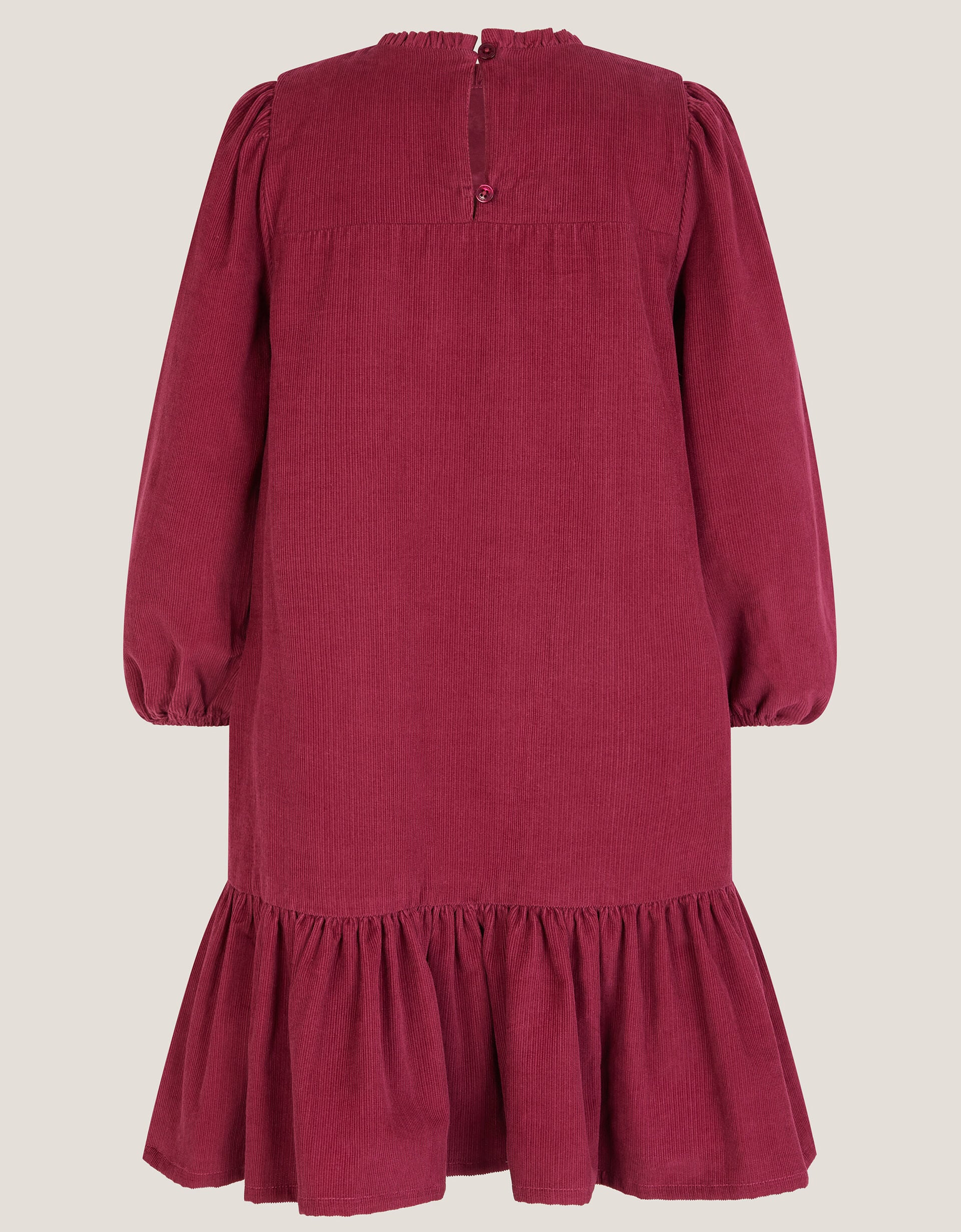 Embroidered Corduroy Tunic Dress Pink