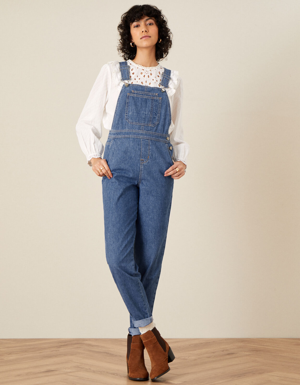 Tia Denim Dungarees Blue | Jumpsuits 