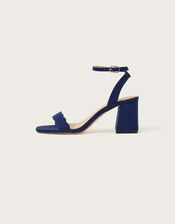 Scallop Block Heel Sandals, Blue (NAVY), large