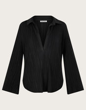 Peta Plisse Top, Black (BLACK), large