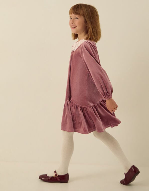 Maria Embellished Collar Velvet Party Dress, Mink (MINK), large