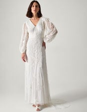 Jennifer Long Sleeve Maxi Wedding Dress, Ivory (IVORY), large