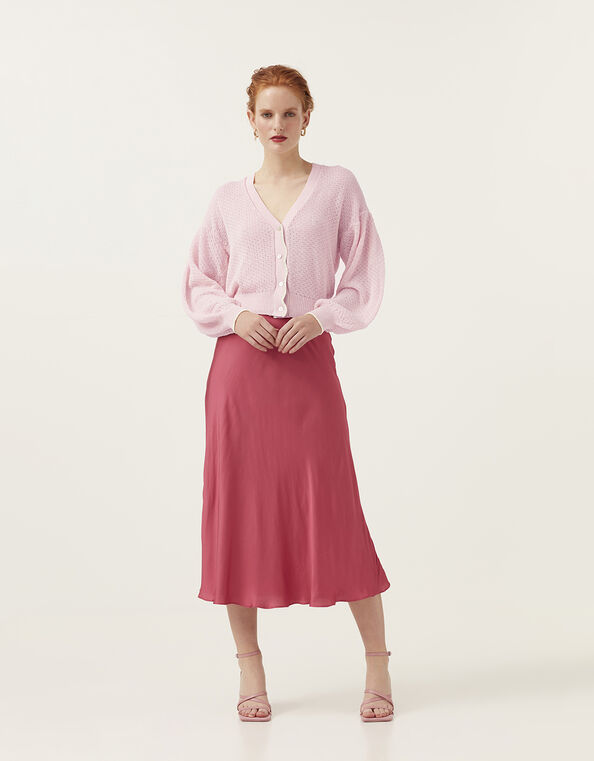 Mirla Beane Silk Effect Bias Cut Skirt, Pink (PINK), large