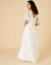 Michelle Short Sleeve Bridal Maxi Dress, Ivory (IVORY), large