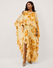 Joanna Ruffle Cape Chiffon Maxi Dress, Ivory (IVORY), large