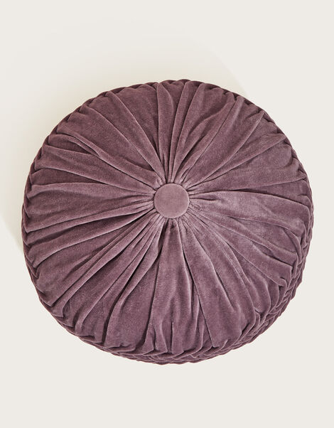Round Smocked Cushion Purple, Purple (LILAC), large