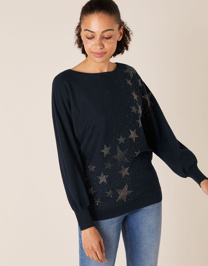 Hotfix Gem Star Jumper with LENZING™ ECOVERO™, Blue (NAVY), large