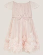 Baby Evangaline Rose Appliqué Tulle Dress, Pink (PINK), large