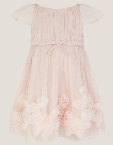 Baby Evangaline Rose Appliqué Tulle Dress, Pink (PINK), large