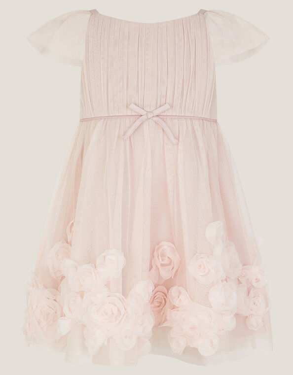Baby Evangaline Rose Appliqué Tulle Dress, Pink (PINK), large