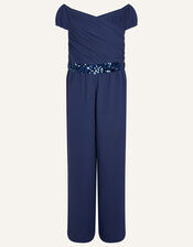 Abigail Bardot Prom Jumpsuit, Blue (NAVY), large