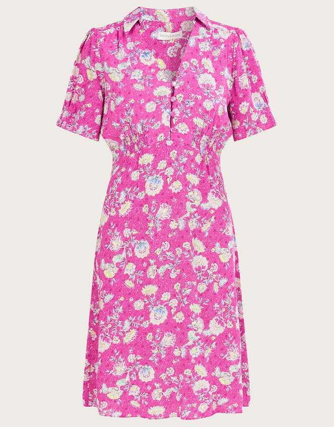 Sawyer Print Short Shirt Dress, Pink (PINK), large