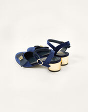 Glitter Bow Velvet Shoes, Blue (NAVY), large