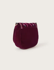 Bird Embroidered Velvet Bag, Purple (PLUM), large