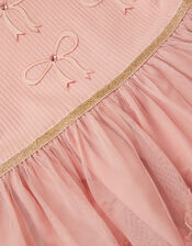 Bow Puff Sleeve Ruffle Dress, Pink (PINK), large