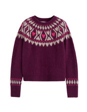 Chinti & Parker Heart Fair Isle Jumper, Red (MULBERRY), large