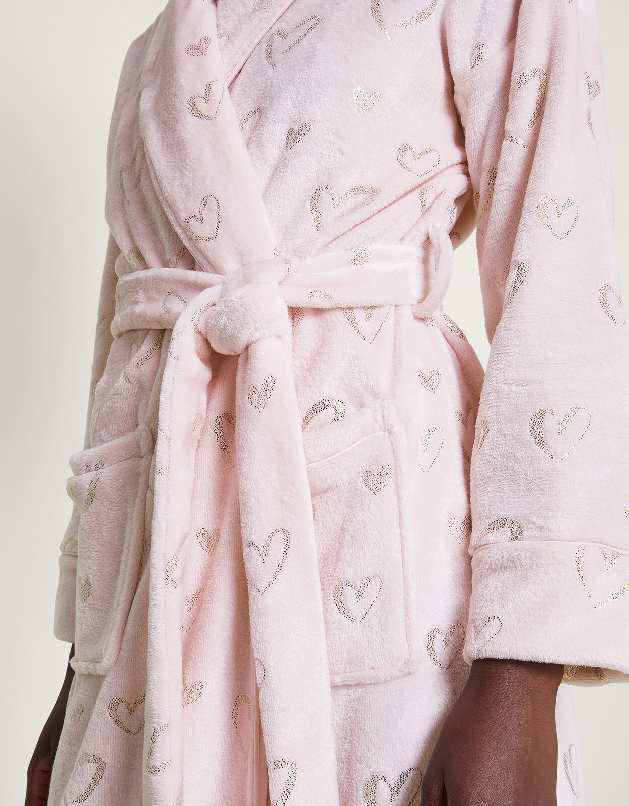 Heart Foil Dressing Gown Pink