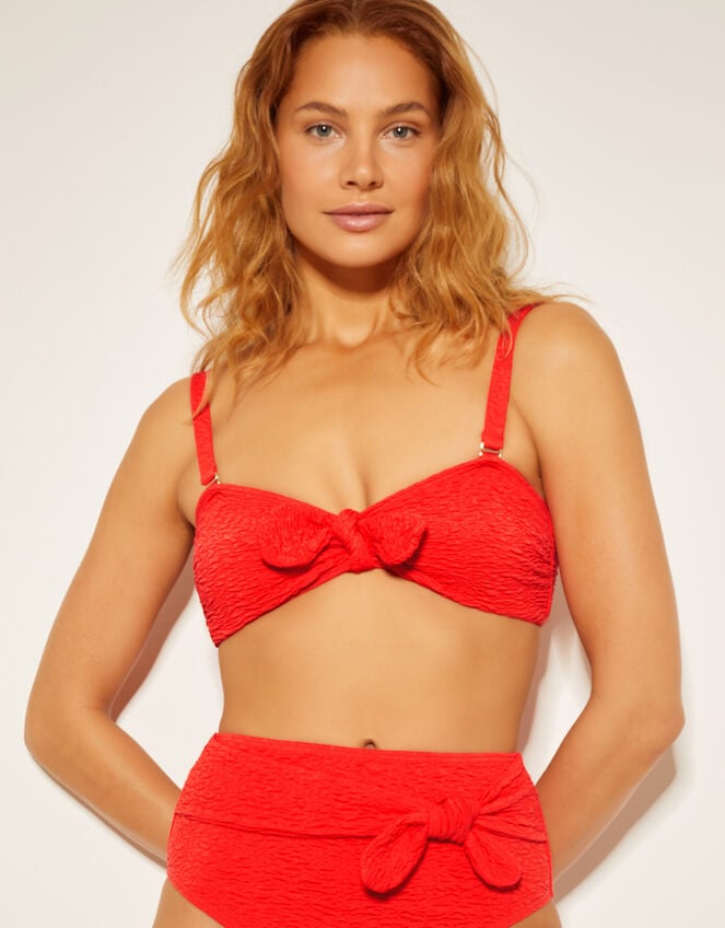 Kyla Tie Front Bandeau Bikini Top, Pink (PINK), large