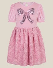 Velvet Floral Appliqu&eacute; Party Dress, Pink (PINK), large