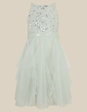 Gracie Embellished Waterfall Dress, Green (SAGE), large