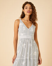 Alexis Embellished Shorter Length Maxi Dress , Silver (SILVER), large