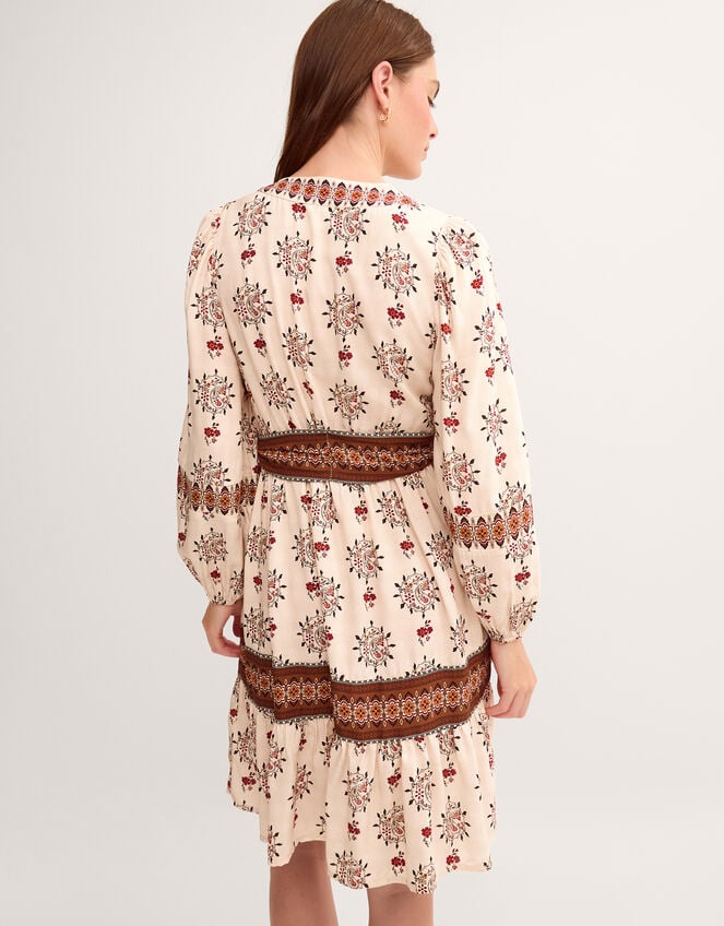 Carrie Floral Print Mini Dress, Ivory (IVORY), large