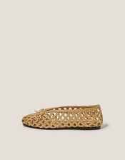 Betsy Woven Ballet Flats, Gold (GOLD), large