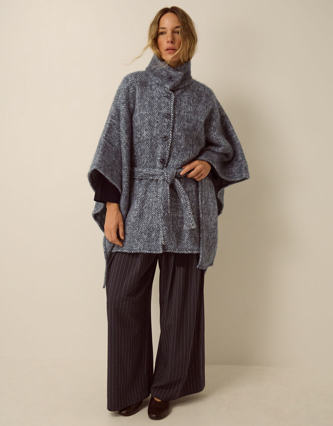 Cara Herringbone Cape Jacket, , large