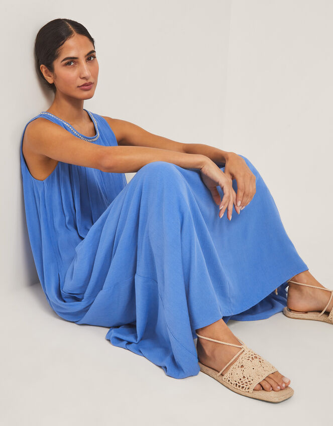 Luna Embellished Sleeveless Maxi Dress, Blue (BLUE), large