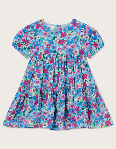 Baby Floral Puff Sleeve Dress Blue, Blue (BLUE), large