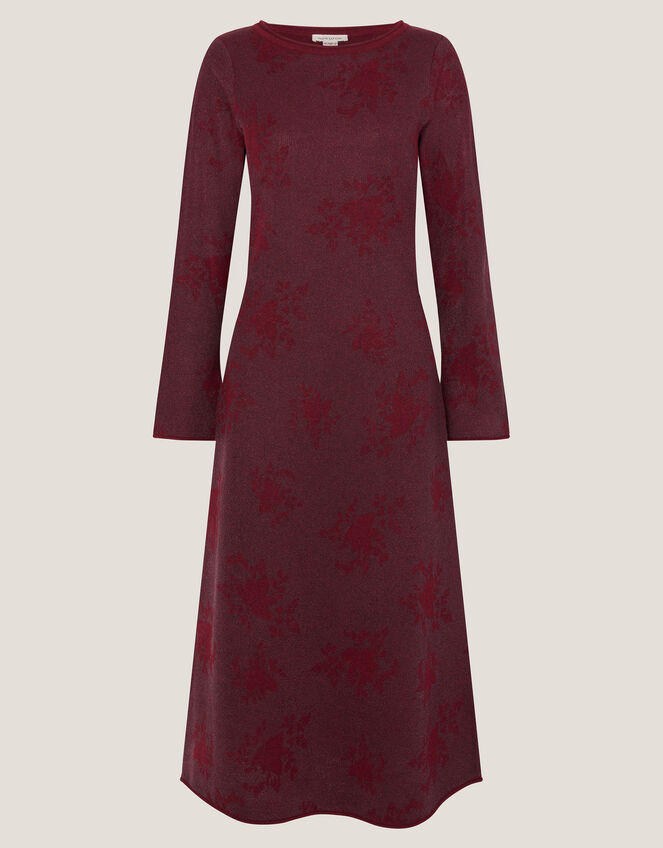 Fianna Floral Knit Midi Dress, Red (CHERRY), large