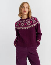 Chinti & Parker Heart Fair Isle Jumper, Red (MULBERRY), large