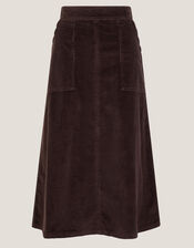 Malika Corduroy Midi Skirt, Brown (CHOCOLATE), large