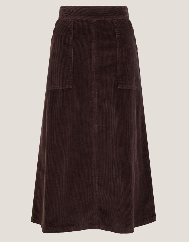 Malika Corduroy Midi Skirt, Brown (CHOCOLATE), large