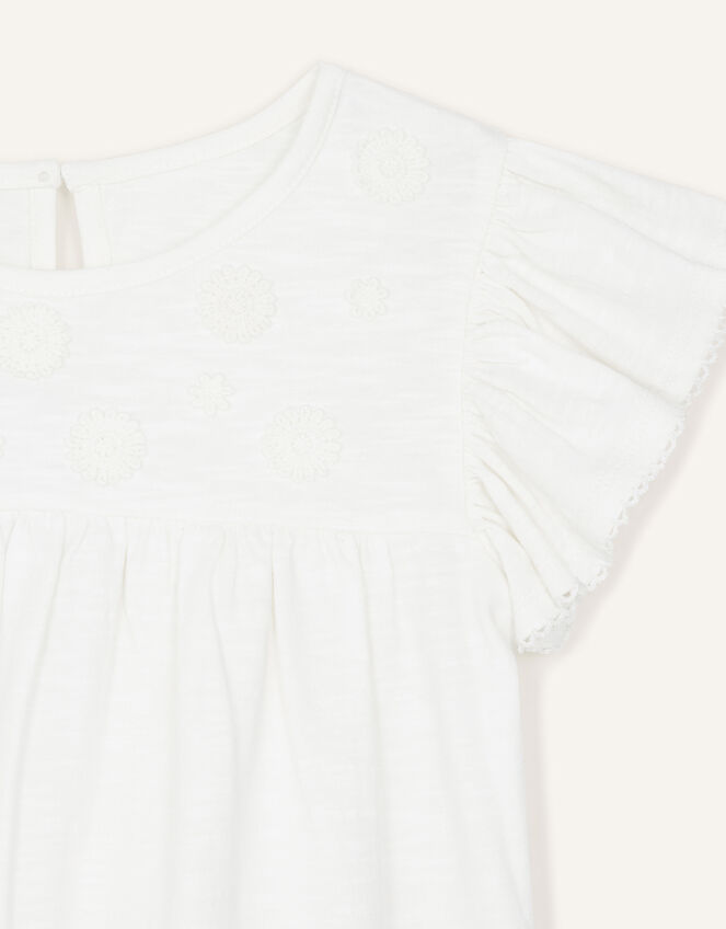 Lace Flower Jersey Top, Ivory (IVORY), large