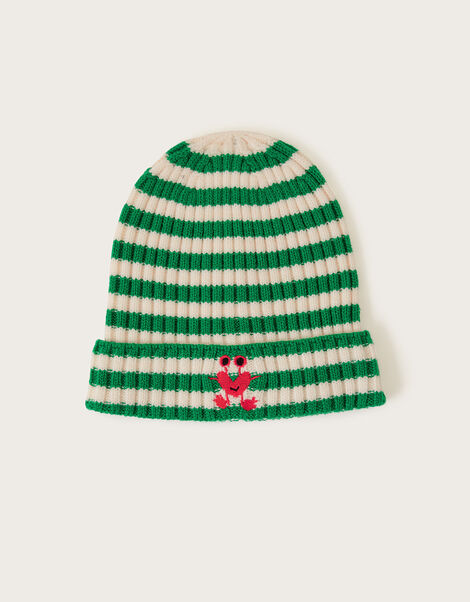Monster Stripe Beanie Hat, Green (GREEN), large
