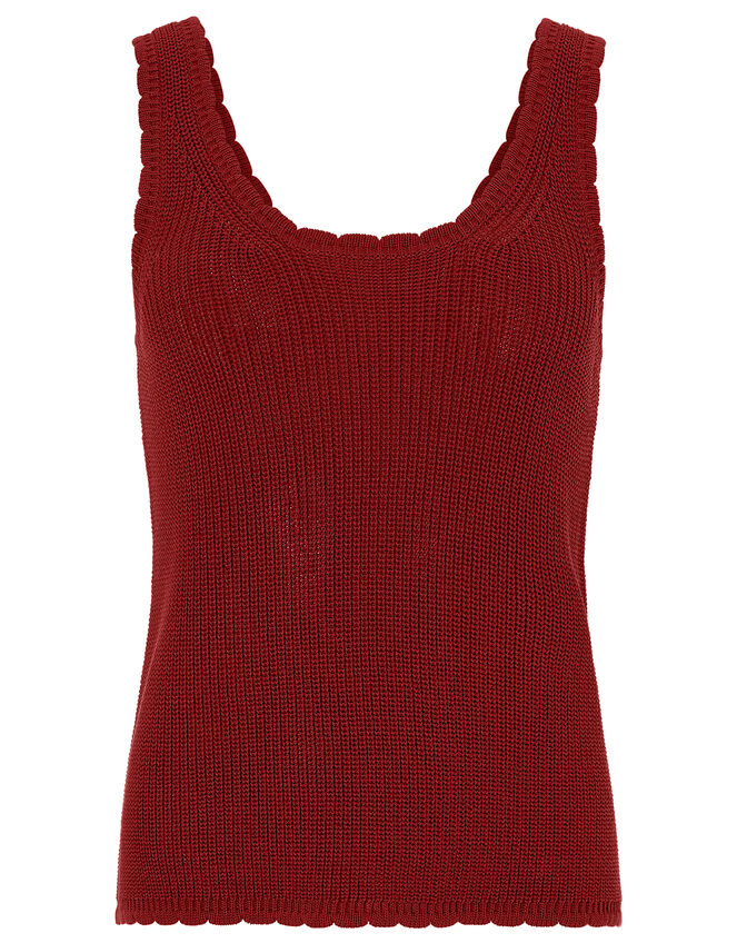 Shona Scallop Trim Vest, Orange (RUST), large