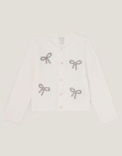 Bow Embellished Cardigan, Ivory (IVORY), large