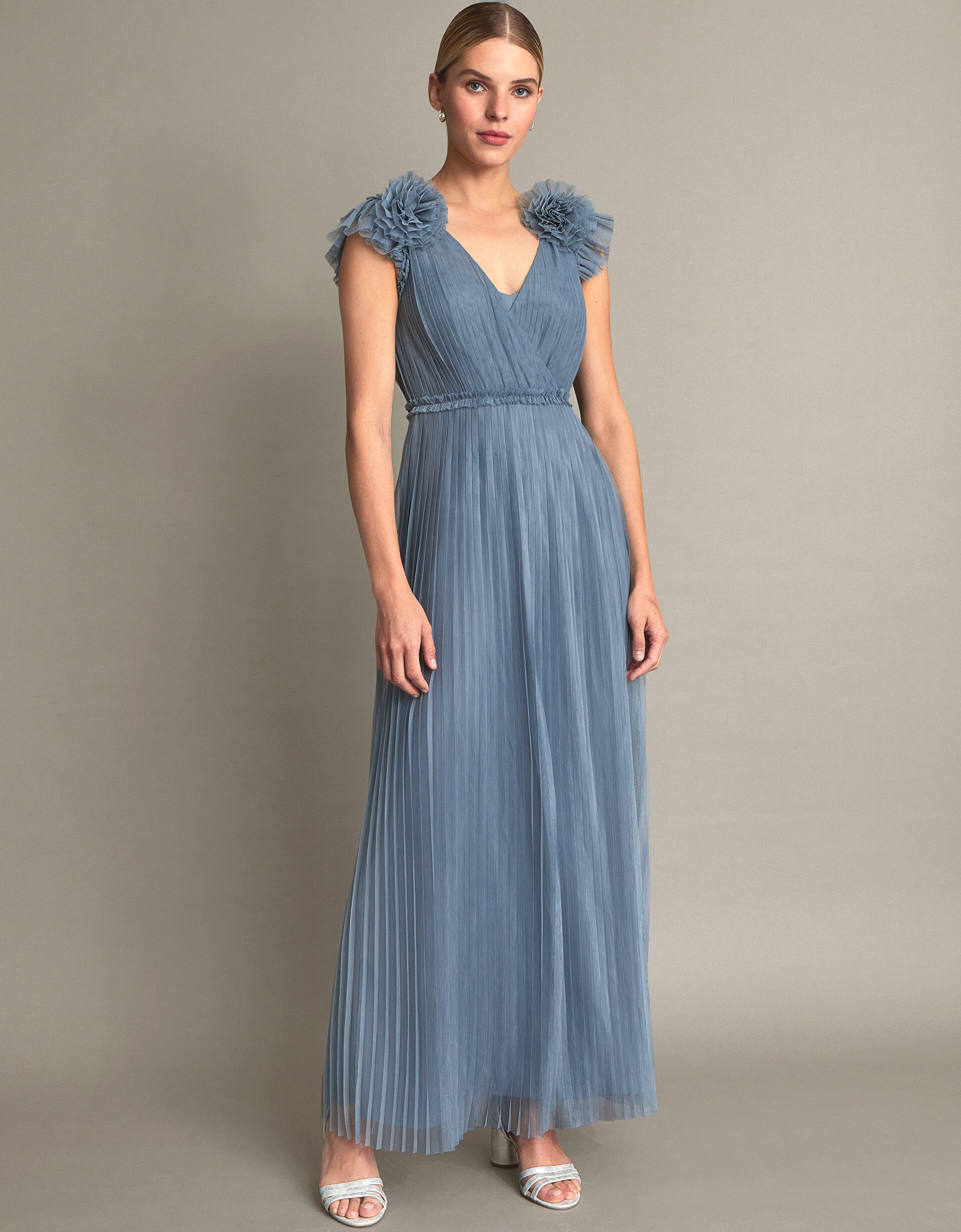 Wendy Pleated Maxi Dress Blue Evening Dresses Monsoon Global