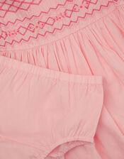 Baby Floral Smocked Dress & Briefs Set, Pink (PINK), large