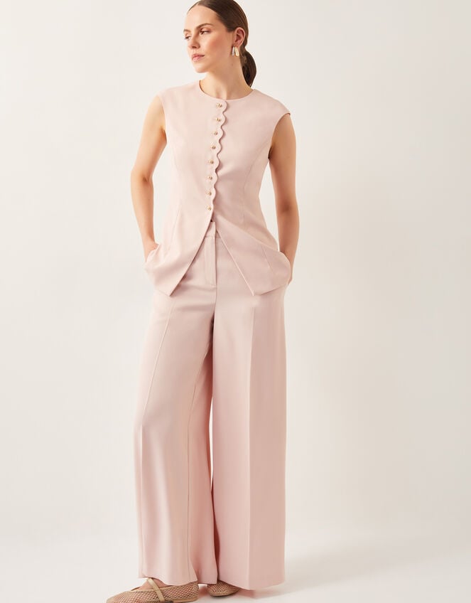 Ruth Wide Leg Trousers, Pink (PALE PINK), large