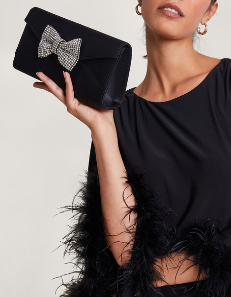 Diamante Bow Clutch, , large