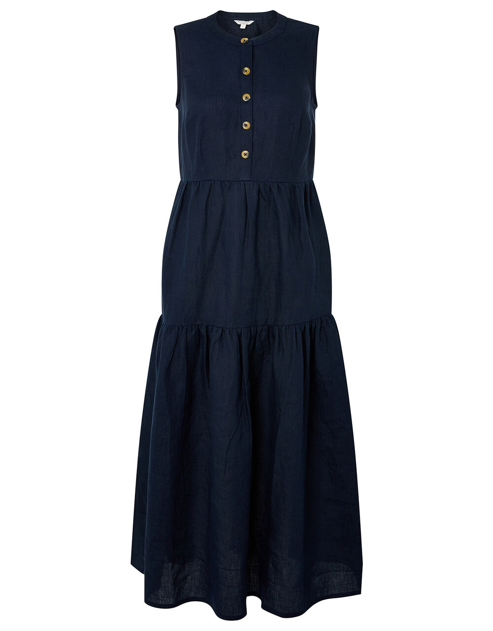 Tiered Midi Dress in Pure Linen Blue | Day Dresses | Monsoon Global.
