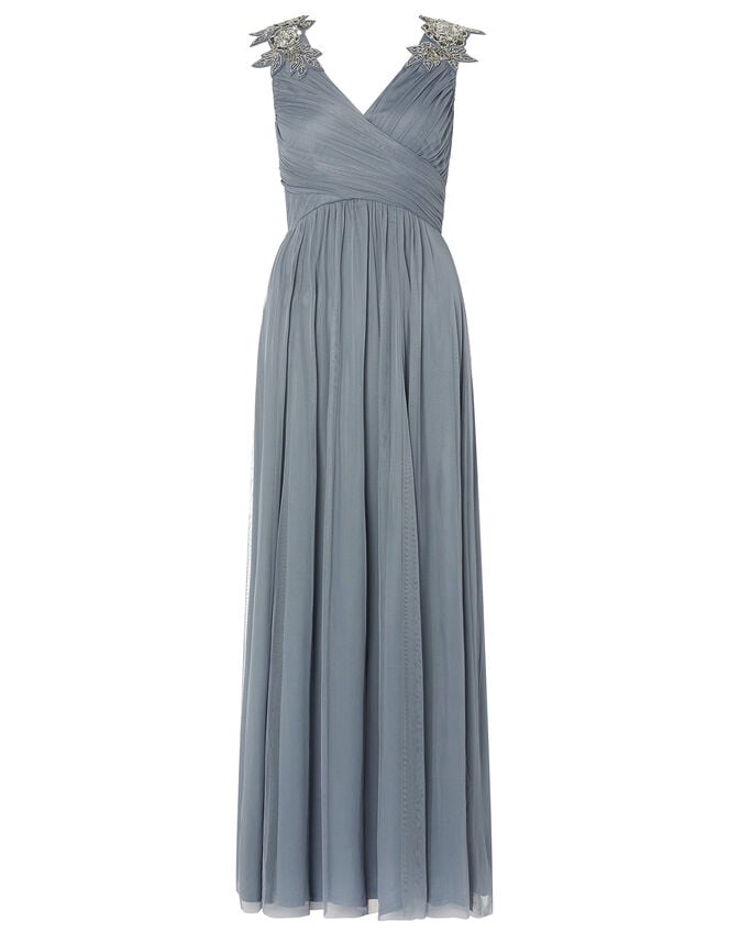 Mischa Embellished Tulle Maxi Dress, Grey (GREY), large