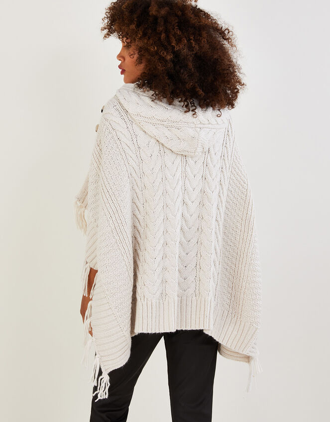 Hooded Poncho, Ivory (IVORY), large