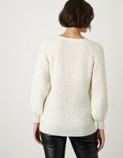 Isabel Sequin Raglan Jumper, Cream (CREAM), large