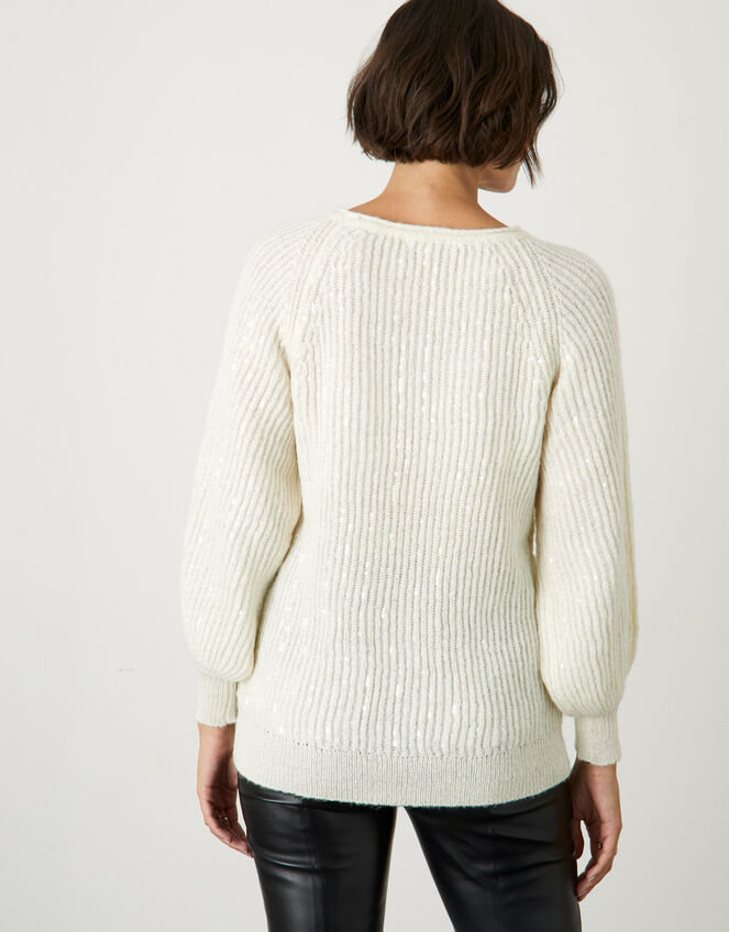 Isabel Sequin Raglan Jumper, Cream (CREAM), large