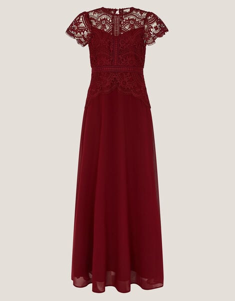 Monica Lace Bridesmaid Dress, Red (BURGUNDY), large