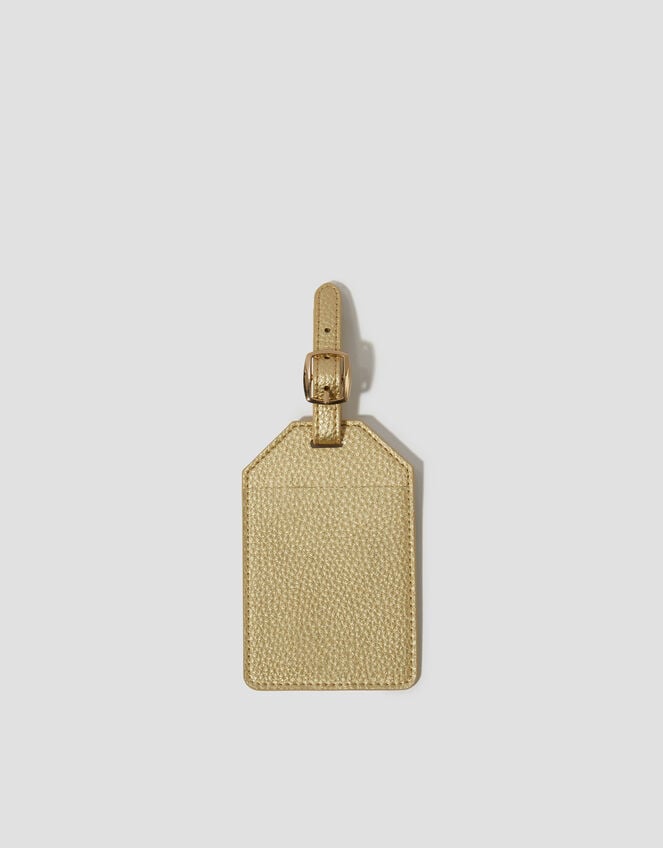 Faux Leather Luggage Tag, Gold (GOLD), large