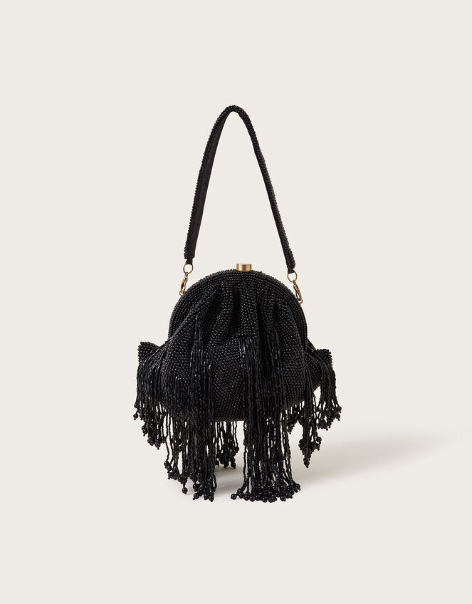 Zara - Beaded Shoulder Bag with Fringing in Gold - One Size Only - Woman